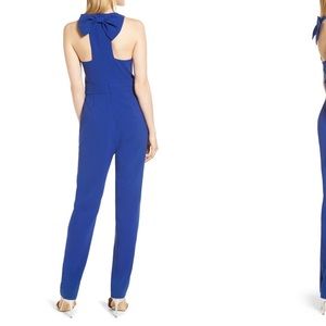 Blue jumpsuit with bow